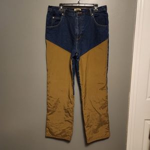 VTG SafTBak denim/canvas flannel lined hunting jeans SZ 36x32